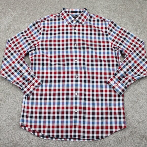 Banana Republic Camden Fit Shirt Adult XL Red/White/Blue Non Iron L/S Cotton - Picture 1 of 16